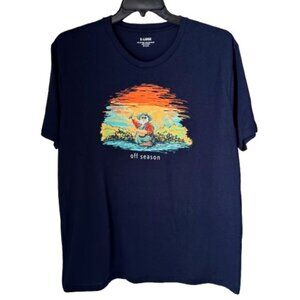 Fly Fishing Santa On The Off Season Navy Blue Men's Size XL Crewneck T Shirt NWT